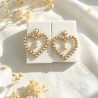 Boho Pearl Heart Drop Earrings
