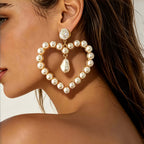 Boho Pearl Heart Drop Earrings