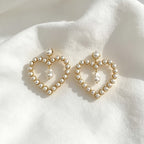Boho Pearl Heart Drop Earrings