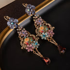 Elegant Floral Glass Drop Earrings