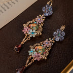 Elegant Floral Glass Drop Earrings