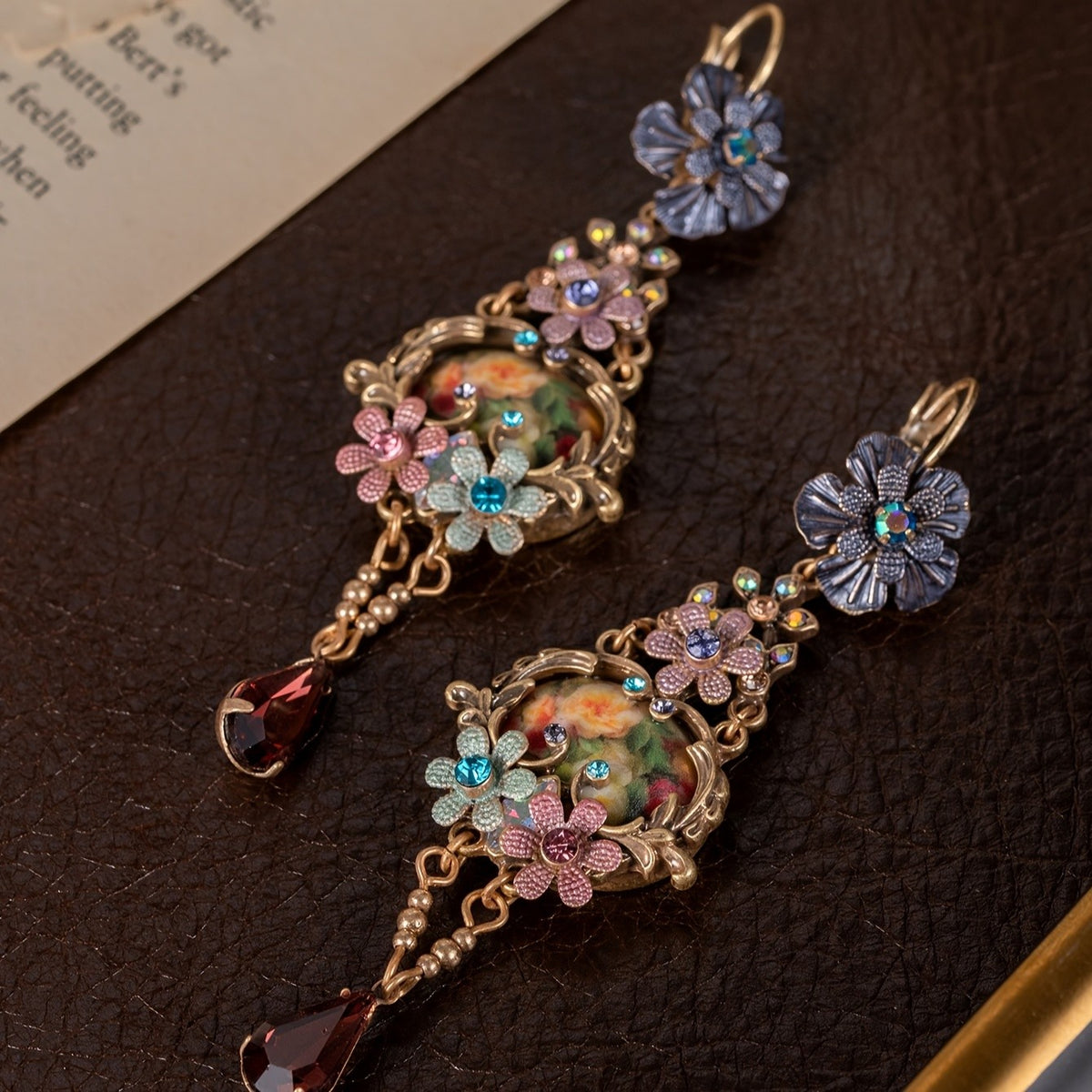 Elegant Floral Glass Drop Earrings