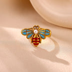 Whimsical Enamel Bee Ring
