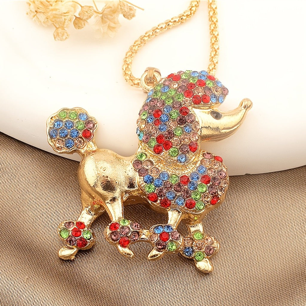 Whimsical Rainbow Poodle Necklace