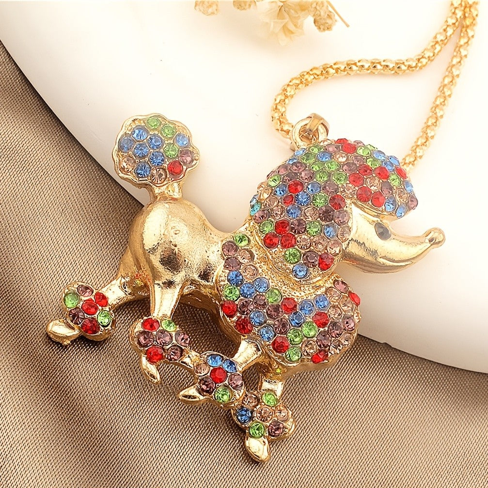 Whimsical Rainbow Poodle Necklace