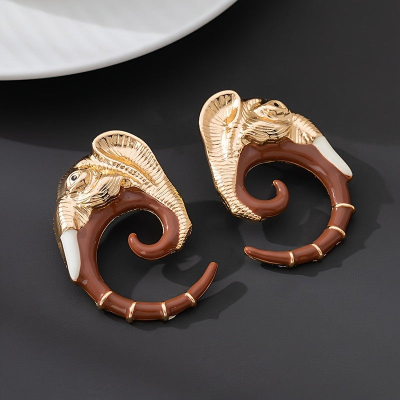 Whimsical Elephant Hoop Earrings