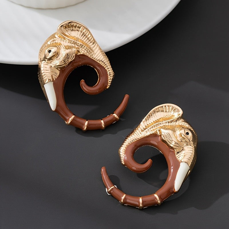 Whimsical Elephant Hoop Earrings