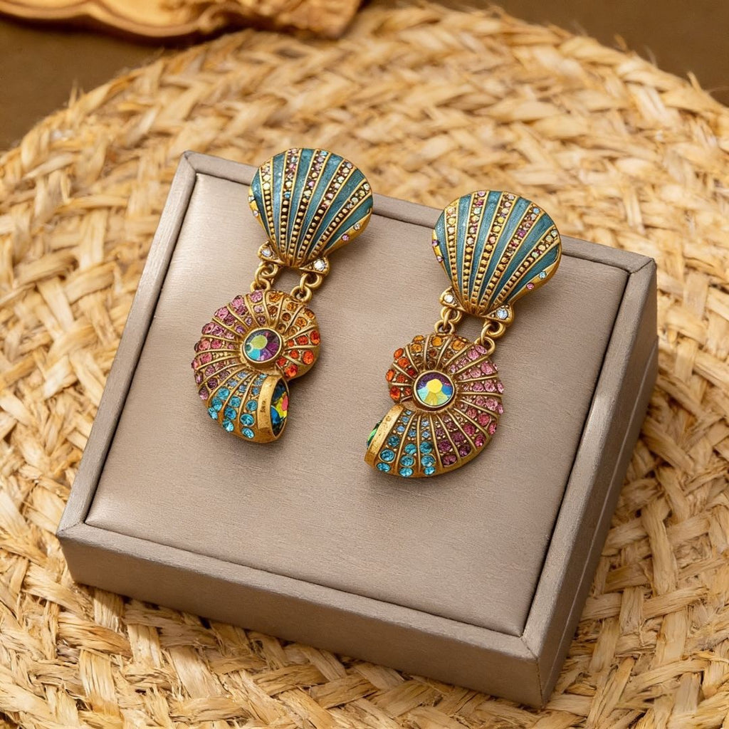 Iridescent Seashell Drop Earrings