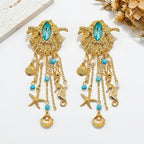 Ocean Shell Tassel Drop Earrings