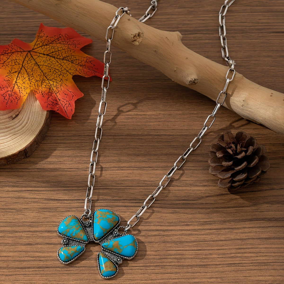 Boho Turquoise Flower Necklace