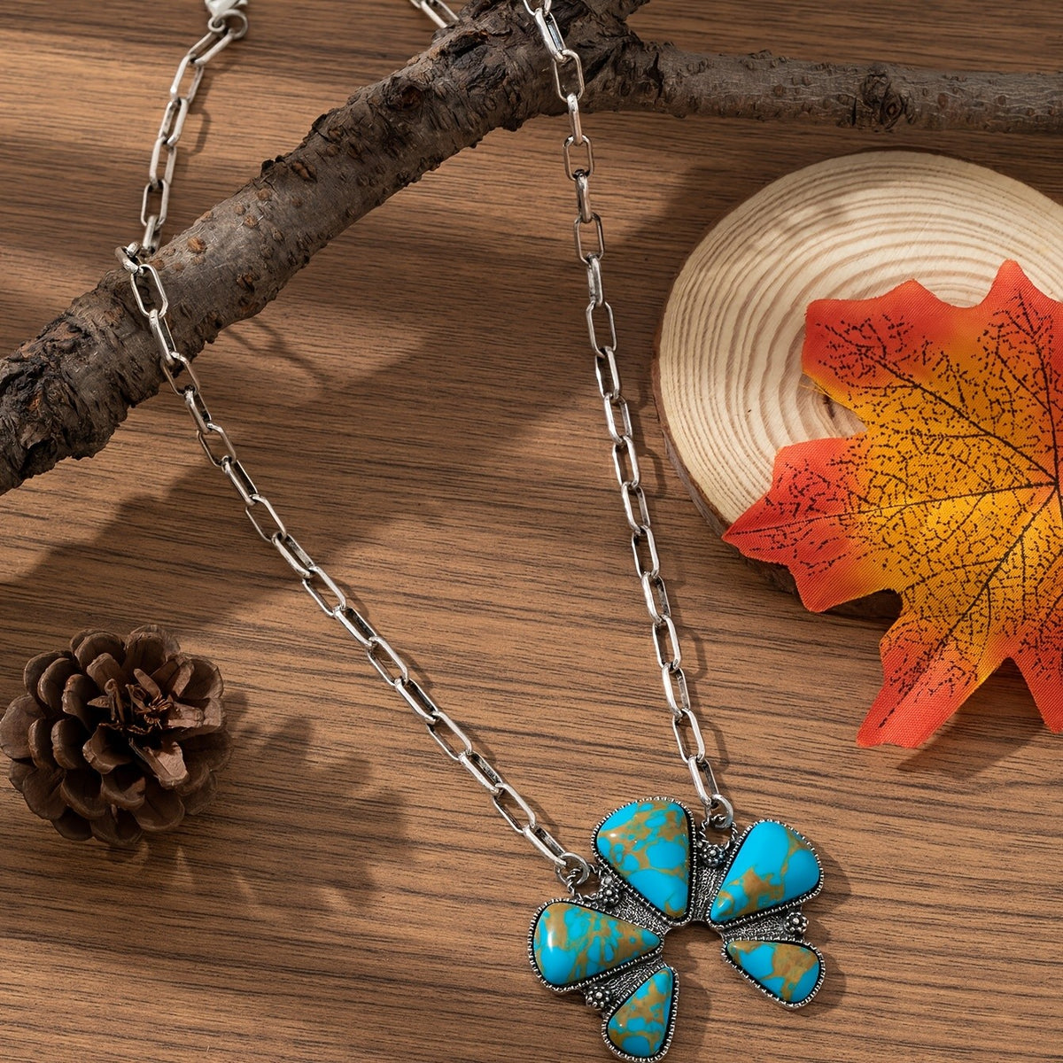 Boho Turquoise Flower Necklace