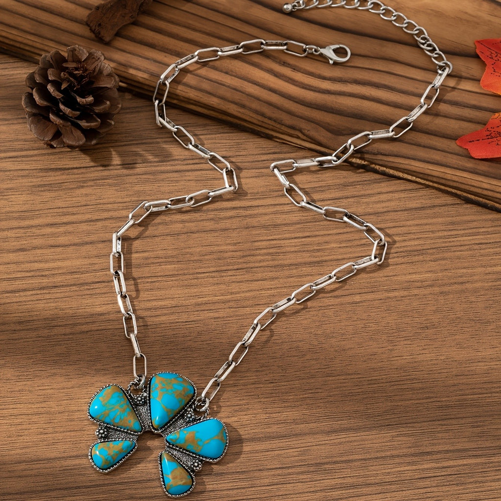 Boho Turquoise Flower Necklace