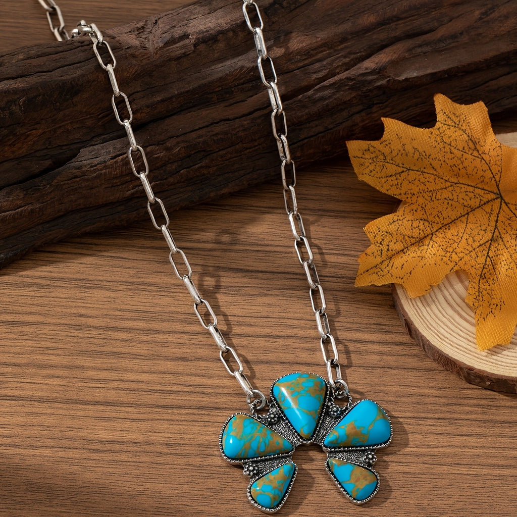 Boho Turquoise Flower Necklace