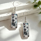 Dalmatian Puppy Rectangle Drop Earrings