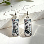 Dalmatian Puppy Rectangle Drop Earrings
