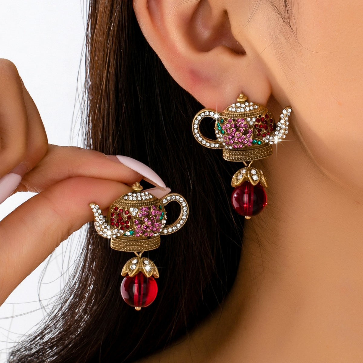 Whimsical Teapot Drop Earrings