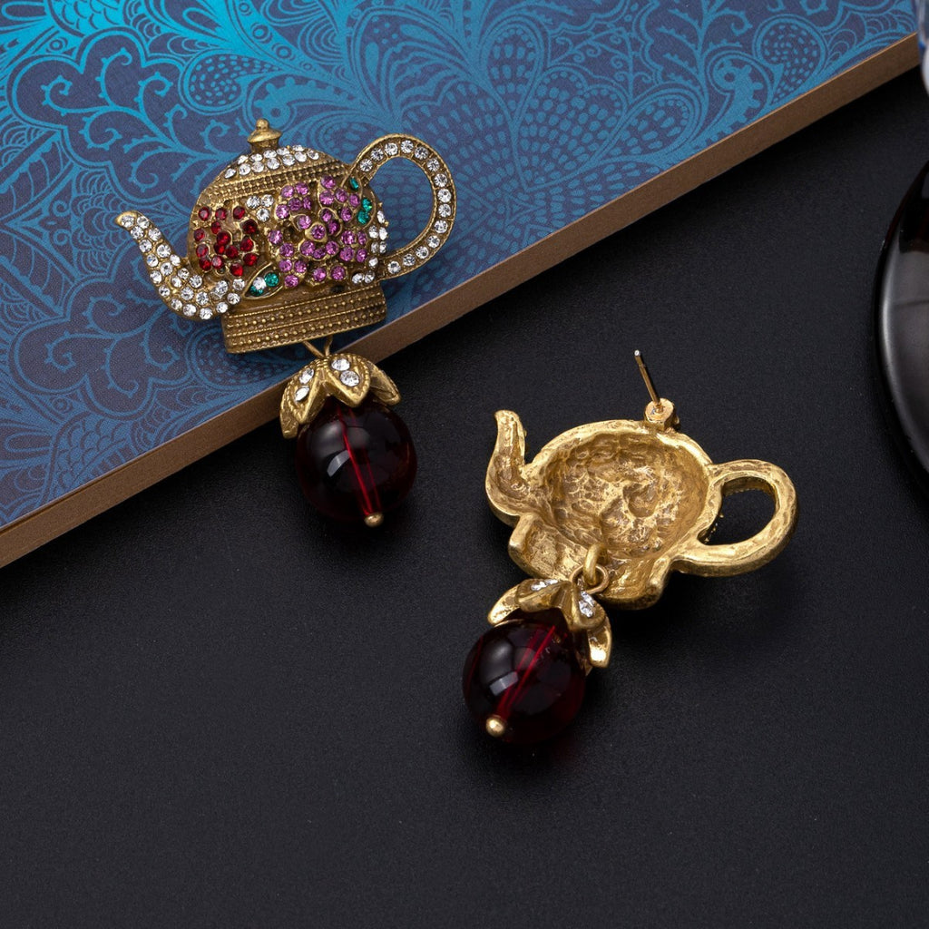 Whimsical Teapot Drop Earrings