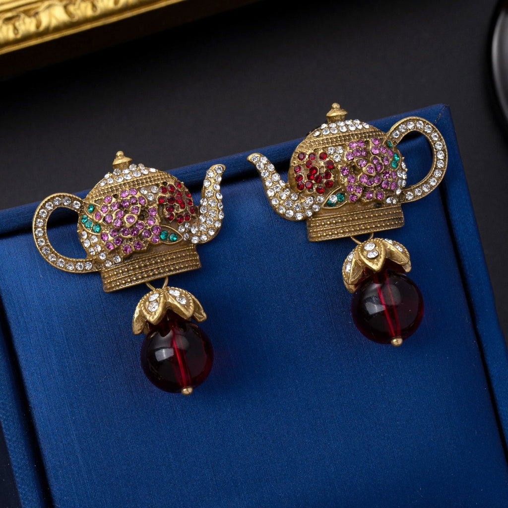 Whimsical Teapot Drop Earrings