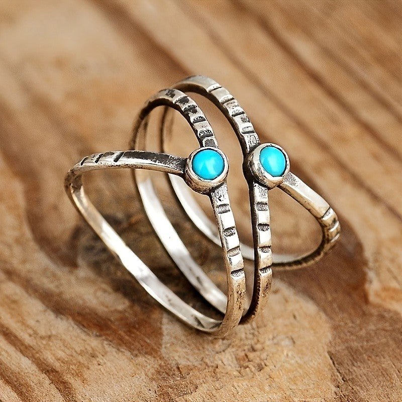 Textured Triple Band Ring Set