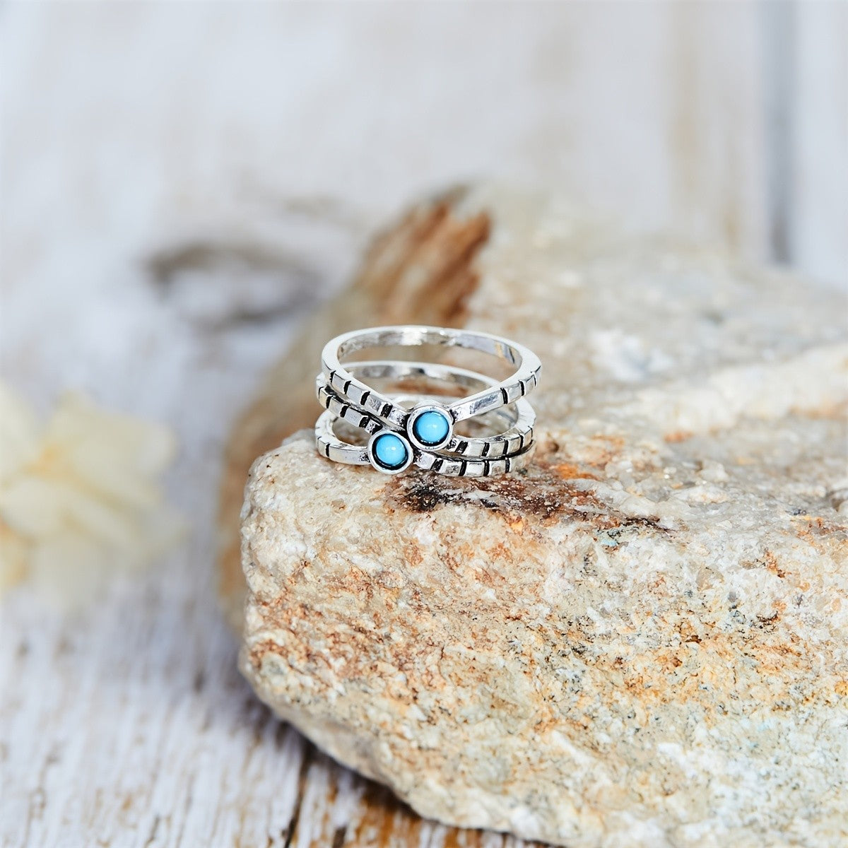 Textured Triple Band Ring Set