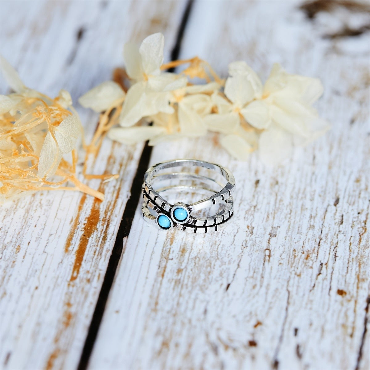 Textured Triple Band Ring Set