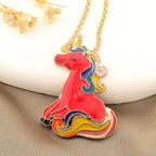 Whimsical Rainbow Unicorn Enamel Necklace