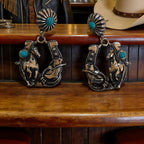Boho Turquoise Horse Drop Earrings