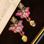 Whimsical Pink Butterfly Drop Earrings