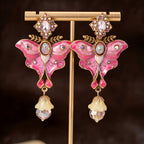 Whimsical Pink Butterfly Drop Earrings