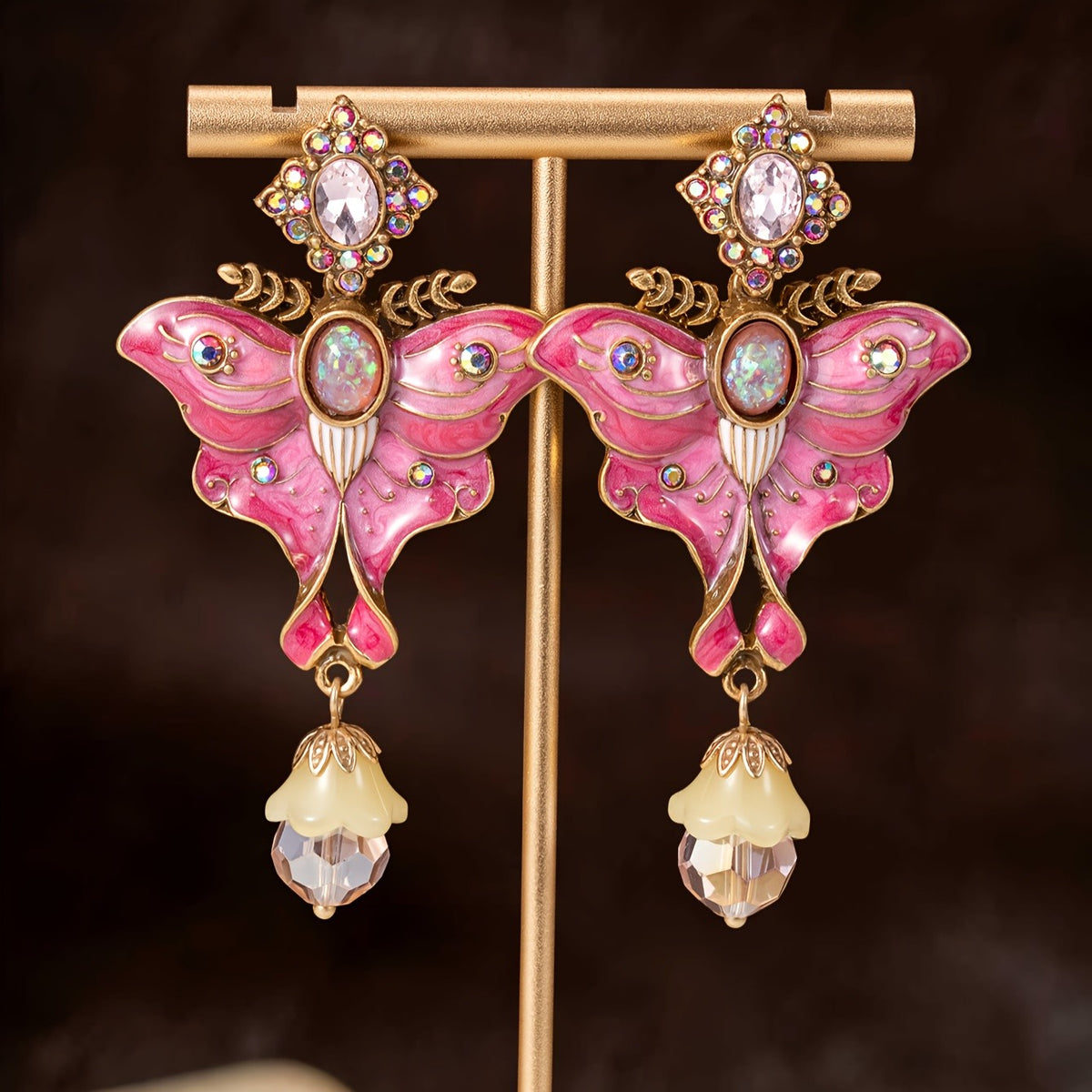 Whimsical Pink Butterfly Drop Earrings