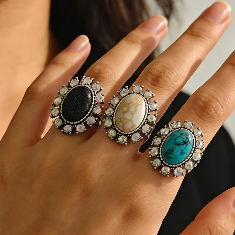 Boho Oval Turquoise Statement Ring