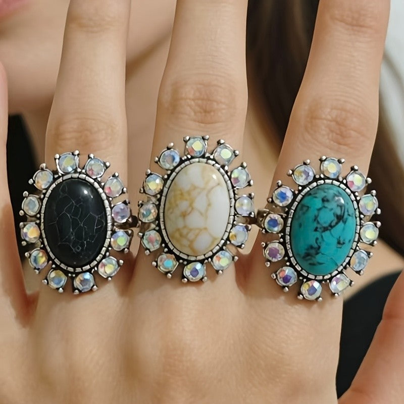 Boho Oval Turquoise Statement Ring