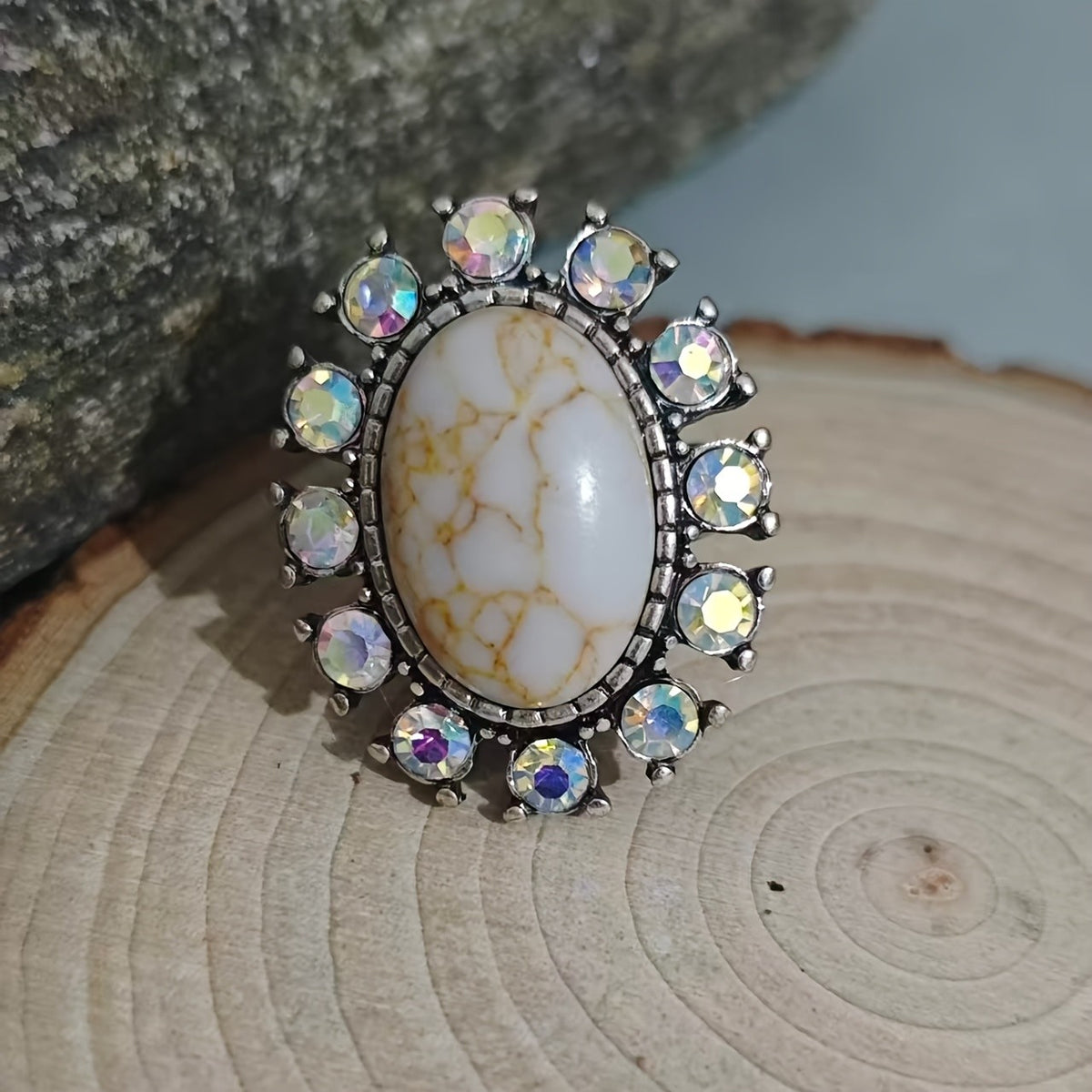 Boho Oval Turquoise Statement Ring