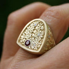 Elegant Floral Shield Ring