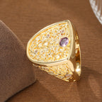Elegant Floral Shield Ring