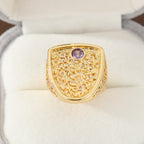 Elegant Floral Shield Ring