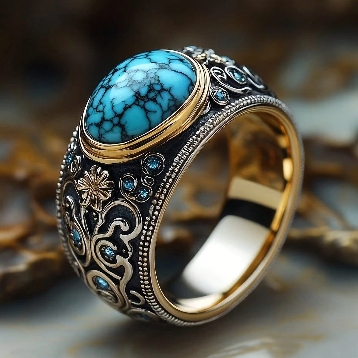 Ornate Turquoise Statement Ring