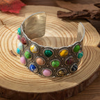 Boho Multicolor Gemstone Cuff Bracelet