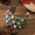 Boho Multicolor Gemstone Cuff Bracelet