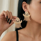 Whimsical Ghost Pearl Drop Earrings