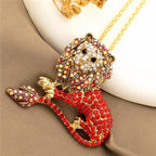 Bold Seated Lion Glass Necklace