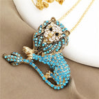 Bold Seated Lion Glass Necklace