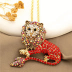 Bold Seated Lion Glass Necklace