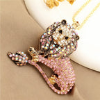 Bold Seated Lion Glass Necklace