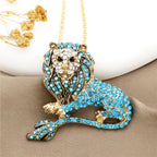 Bold Seated Lion Glass Necklace