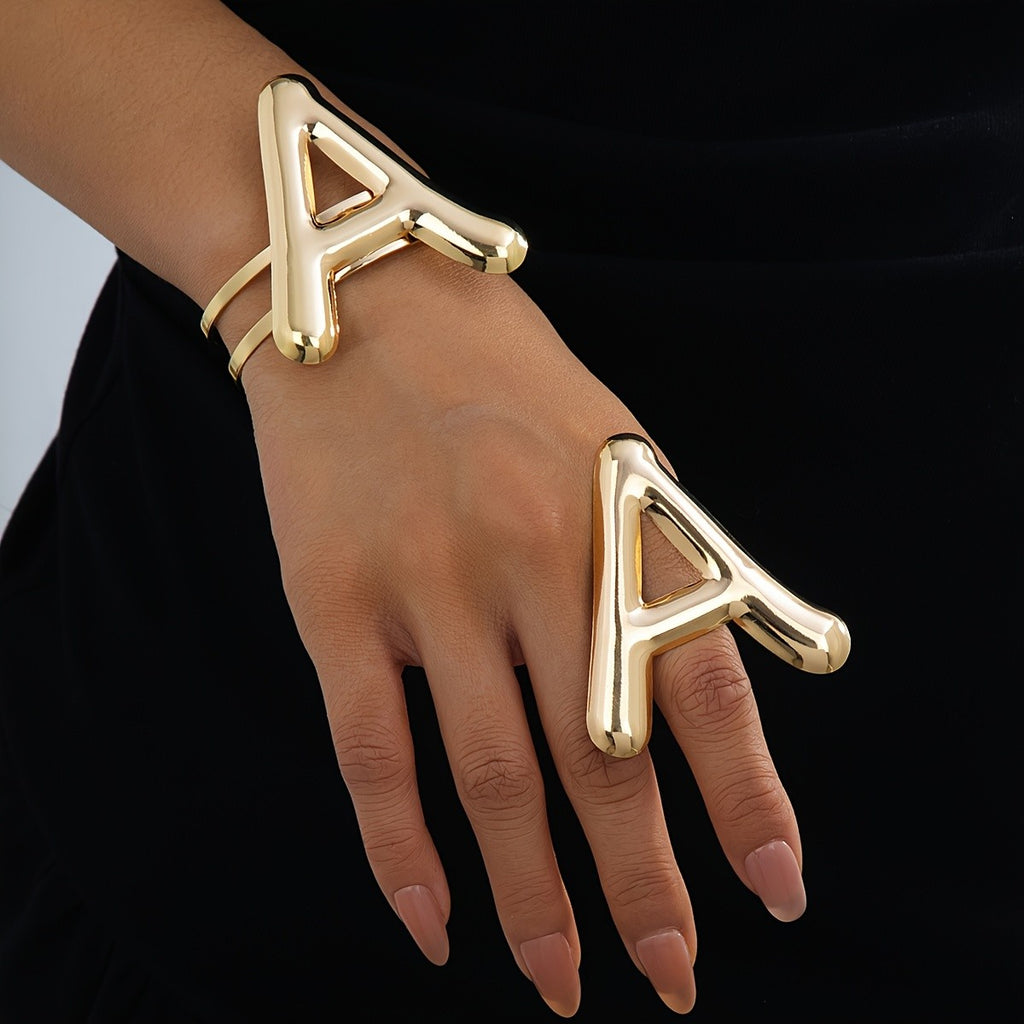 Bold Geometric Letter Cuff Set
