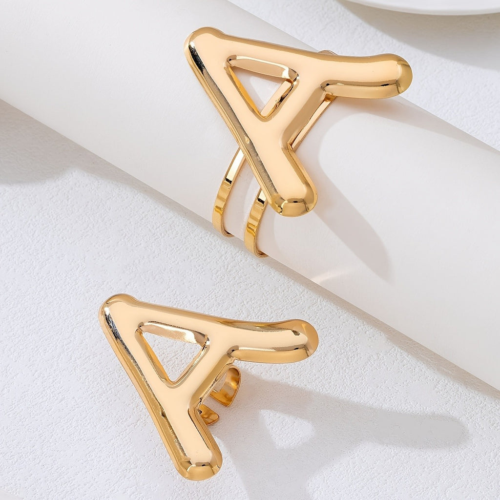 Bold Geometric Letter Cuff Set