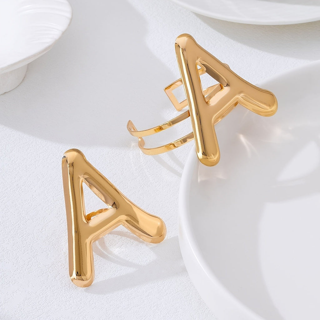 Bold Geometric Letter Cuff Set