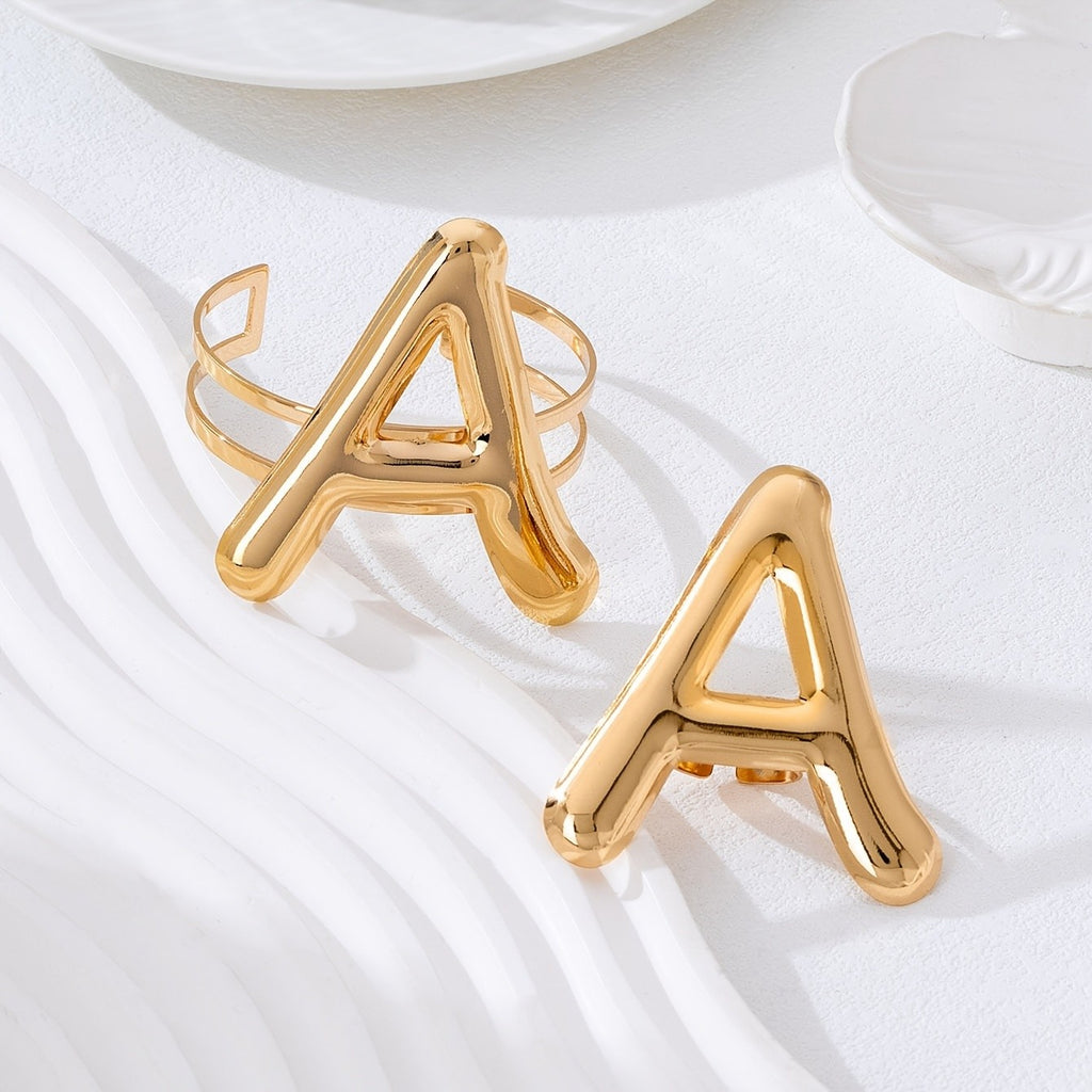 Bold Geometric Letter Cuff Set