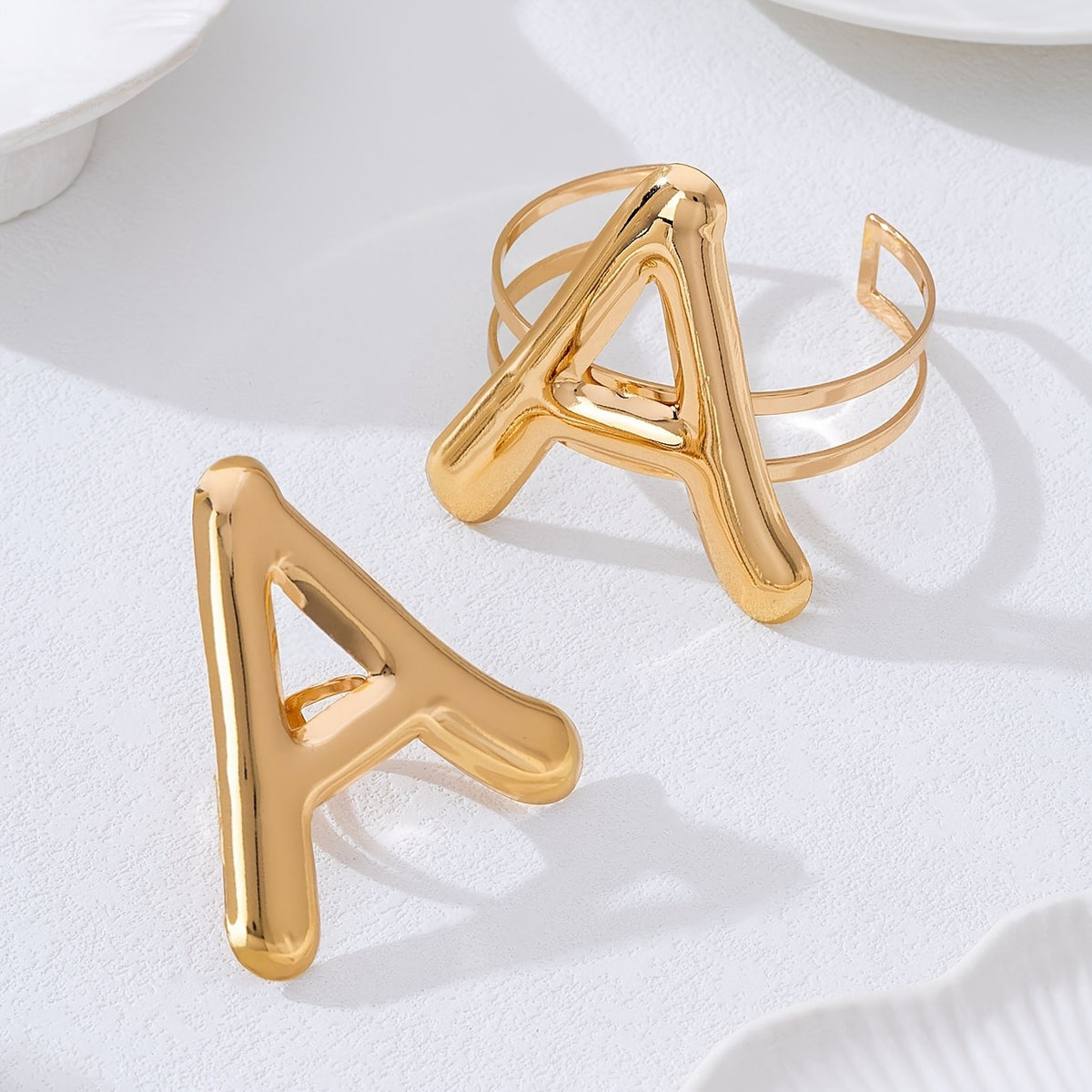 Bold Geometric Letter Cuff Set